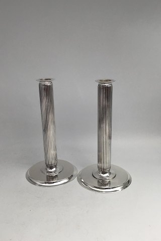 Par Georg Jensen Sigvard Bernadotte Sterling Sølv Lysestager No 855E