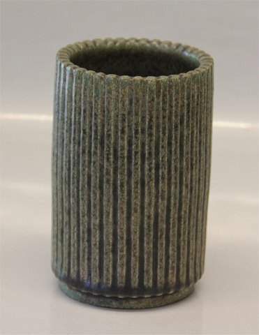 Arne Bang Riflet Grøn Vase nr 117 ca 12 cm