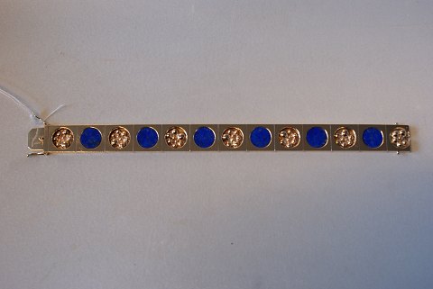 Gold Bracelet with lapis, 14 Carat Gold