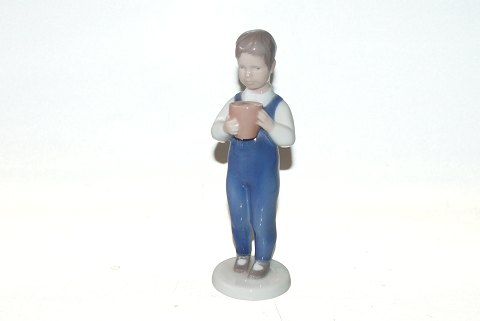 Bing & Grondahl Figurine, Boy with flower pot "Jørgen"