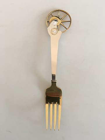 A. Michelsen Christmas Fork 1942 Gilded Sterling Silver with Enamel