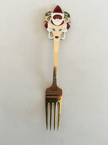 A. Michelsen Christmas Fork 1952 Gilded Sterling Silver with Enamel