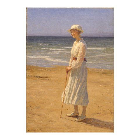 N. F. Schiøttz-Jensen, 1855-1941, "Young Girl at 
the Beach". Signed and dated 1917. Visible size: 
67x47cm