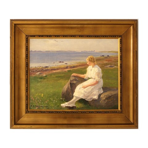 H. A. Brendekilde, 1857-1942, oil on canvas. 
Signed and dated 1919. Size: 40x50cm. With frame: 
60x70cm