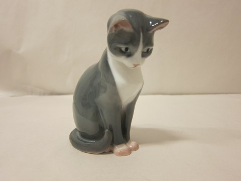 Siddende grå kat 
Bing & Grøndahl siddende kat (ser på mus?)
1. Sortering
Design: Ingeborg Plockross Irminger
B&G-nr.: 1876