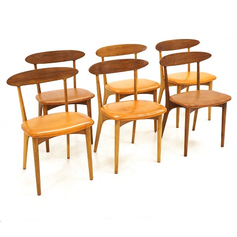 Kurt Østervig, Denmark, 1912-86: Set of 6 chairs, 
"Skagen". Leather seats