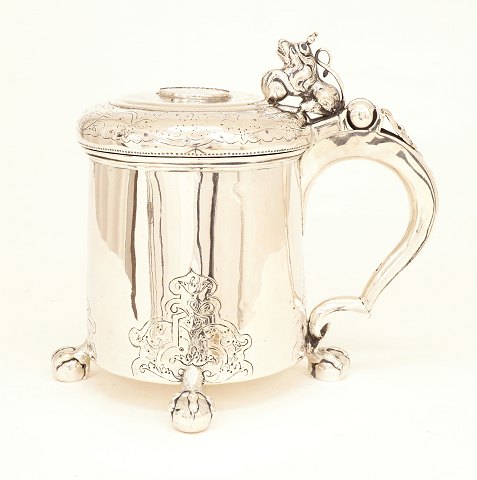 A large baroque silver mug. Peter Brock Brockmand, 
1739-66, Randers, Denmark, 1759
H: 20cm. W: 1.041gr