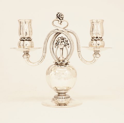 Georg Jensen: Silver candlestick. #324. H: 21cm. 
W: 1.222gr