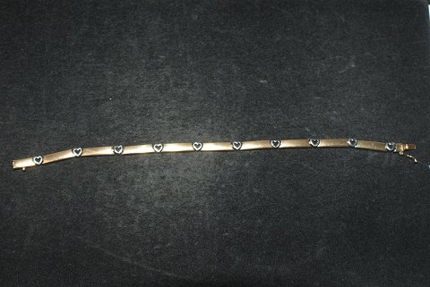 Bracelet with hearts, Gold with white gold, 14 karat gold