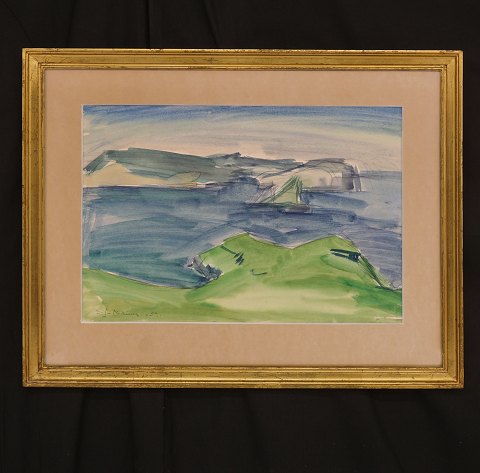 Samuel Joensen-Mikines, 1906-79: Aquarell. 
Signiert und datiert 1959. Lichtmasse: 39x51cm. 
Mit Rahmen: 44x56cm
