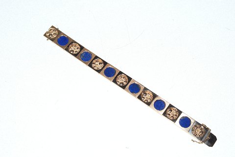 Gold Bracelet with lapis, 14 Karat Gold
