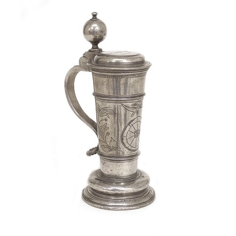 A German pewter cup dated 1693. H: 23,5cm