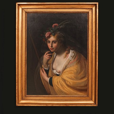 Jens Juel, 1745-1802, "Eine Hirtin" nach Paulus 
Moreelse um 1764. Öl auf Leinen. Lichtmasse: 
83x61cm. Mit Rahmen : 101x83cm