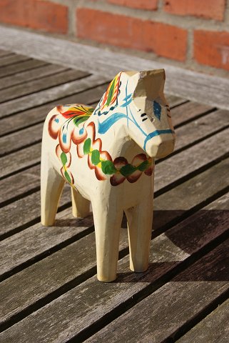 Beige Dala horses from Sweden H 13cms