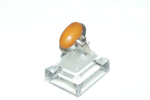 Elegant Silver Ring with Amber