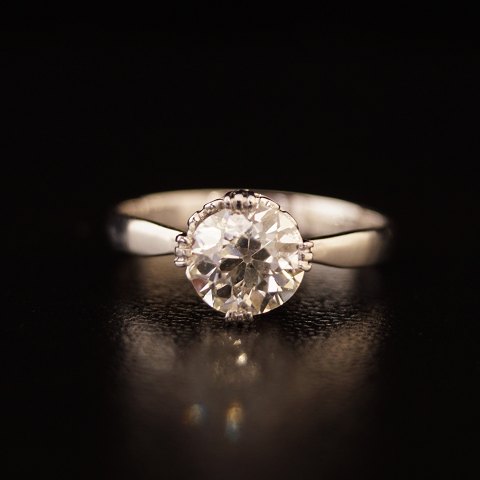 A diamond ring, 1,30 ct. mounted in platin