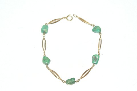 Elegant Gold Bracelet with green Turkish stone 14 carat