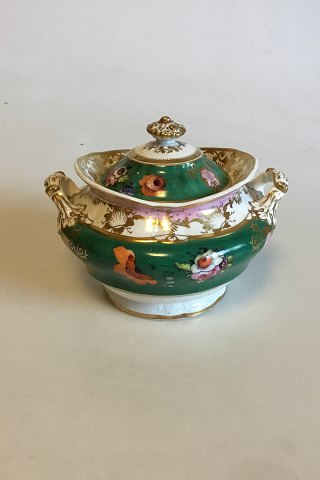 Engelsk Porcelæns sukkerskål med guld og blomster