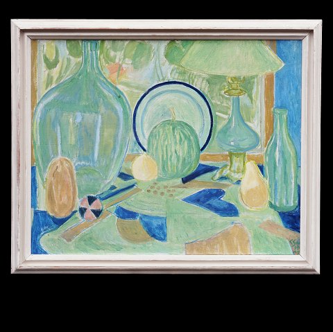 Christine Swane, Denmark, 1876-1960, oil on 
canvas. Stillife. Signed and dated 1947. Visible 
size: 67x84cm. With frame: 80x97cm