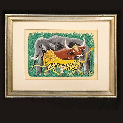 Svend Johansen, 1890-1970: Animals, water color. 
Signed. Visible size: 34x46cm. With frame: 55x71cm