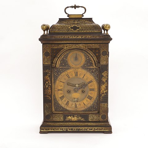 George II bracket clock by Henry Watson London, 
1720-50. Movement with repeat pull, hour striking 
and calender. H: 47cm