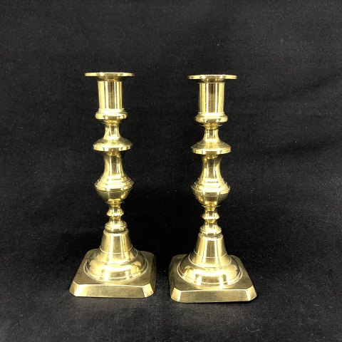A set of English brass candleholders
