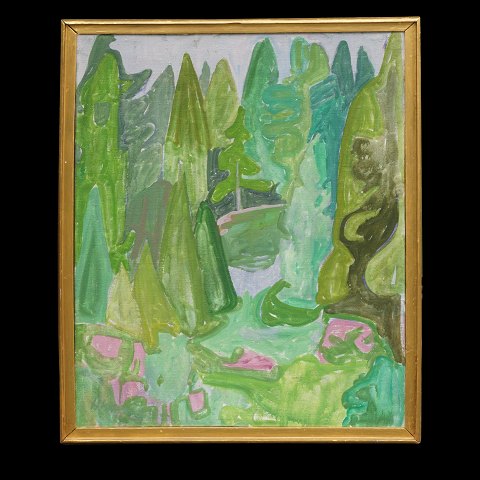 Harald W. Lauesen, 1913-89, oil on canvas: 
Landscape. Signed. Visible size: 84x64cm. With 
frame: 88x68cm