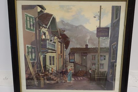 Litografi af Kurt Ard (Født 1925)
Stemningsfuldt gademiljø, nyindrammet i en smuk ramme
Kendt dansk illustrator
Det er altid en fornøjelse at se på hans tegninger