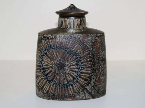Royal Copenhagen BacaOval brun vase med låg