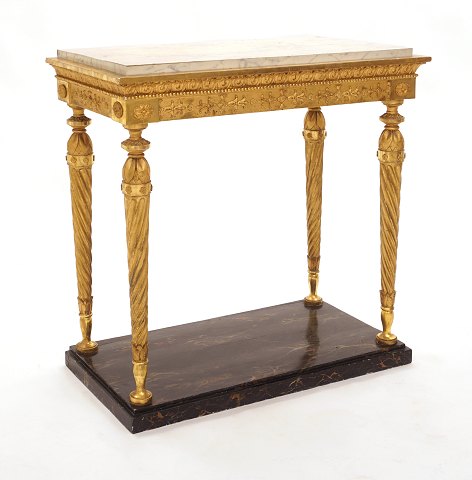 A gilt and signed late 18th century Gustavian 
console table. Sweden circa 1780. H: 85cm. Top: 
85x45cm