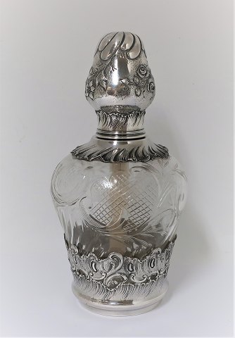 Parfume brænder. Fransk. Glas med sølvmontering (950). Højde 18 cm.