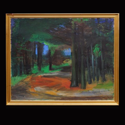 Jens Søndergaard, Denmark, 1895-1957, oil on 
canvas. Woodscape. Visible size: 89x109cm. With 
frame: 99x119cm