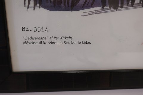 Tryk af Per Kirkeby (1938-2018), - Nyindrammet
"Gethsemane", dateret 3-12-07
Idésitse til korvindue i Sct. Marie Kirke, Sønderborg
Tryk nr. 14
H: 51cm
B: 35,5cm