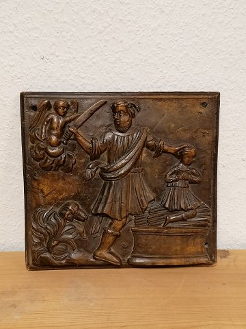 Woodcut with biblical motif. Abraham sacrifices 
Isaac