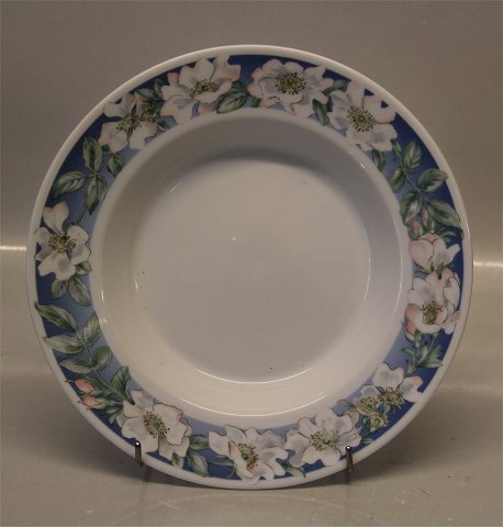 605 Soup rim plate 22 cm
 White Wild Rose Royal Copenhagen
