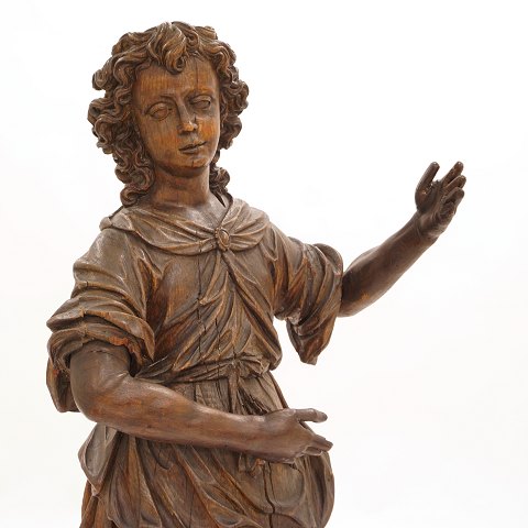 A very large wood cut Baroque statue. Germany 
circa 1700-20. H: 150cm. W: 56cm. D: 41cm