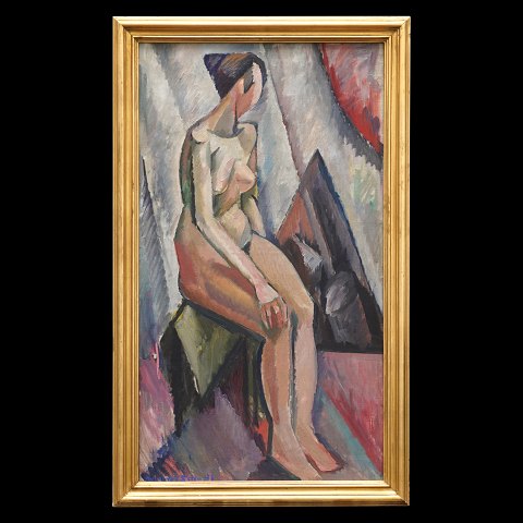 William Scharff, 1886-1959, Öl auf Leinen. 
Kubistisches Porträt von einer Frau. Signiert um 
1915-20. Lichtmasse: 80x44cm. Mit Rahmen: 89x53cm