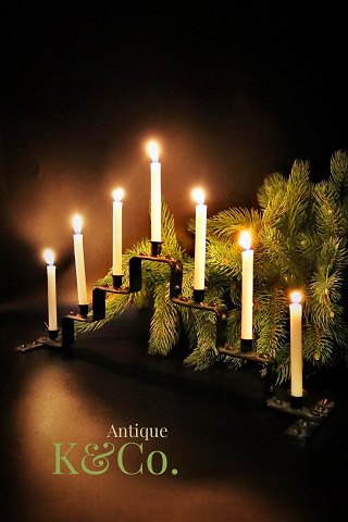 Old Swedish Christmas candlestick "Stair candlestick" in metal. Old Swedish Christmas candlestick "Stair candlestick" in metal.