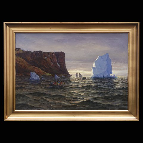 Emanuel A. Petersen, 1897-1948, oil on canvas. 
Landscape, Greenland. Signed. Visible size: 
66x97cm. With frame: 84x115cm