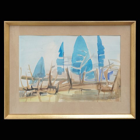 Svend Saabye, 1913-2004, water color. Signed. 
Visible size: 37x54cm. With frame: 53x69cm