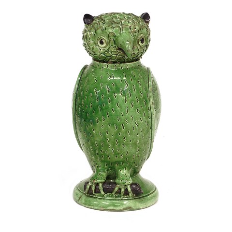Green glazed stoneware owl vase. Denmark circa 
1880. H: 36cm