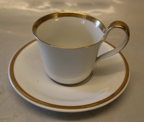 Antique  110 (486) Cup with high handle 8 cm & 111 saucer 15.4 cm (614)  wide guld rim B&G All white with gold rim on old form B&G Porcelain