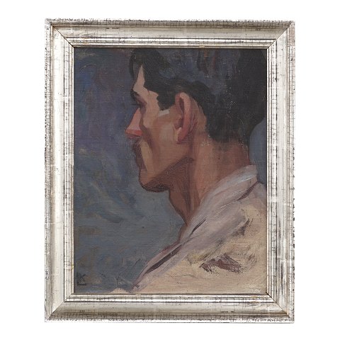Käte Lassen, Flensburg, 1880-1956, Porträt 
"Italiener Paris 1908/09". Signiert. Lichtmasse: 
39x31cm. Mit Rahmen: 47x39cm