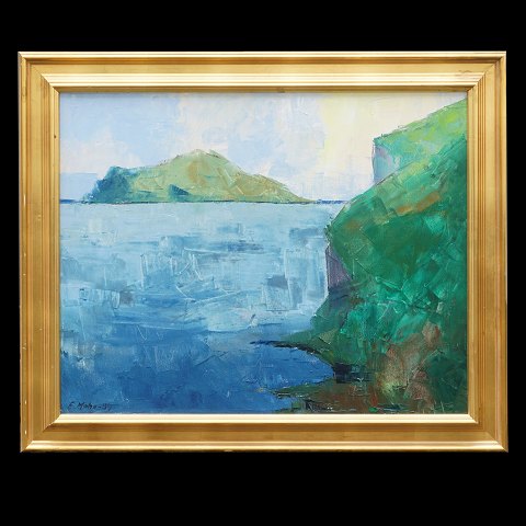 Eyvind Mohr, 1926-2005, oil on canvas. Landscape, 
Faroe Islands. Signed and dated 1994. Visible 
size: 63x78cm. With frame: 79x94cm