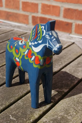 Blue Dala horse from Sweden H 16.5cms