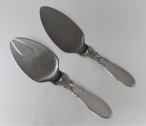 Fish serving set with silver handle (830) and steel. Length 22 cm.
