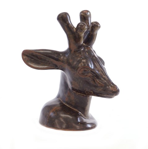 Axel Salto for Royal Copenhagen stoneware deer 
head. Signed Salto. H: 30cm