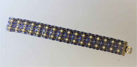 Norwegen. Willy Winnaess. Sterlingarmband mit Emaille. Länge 19 cm.