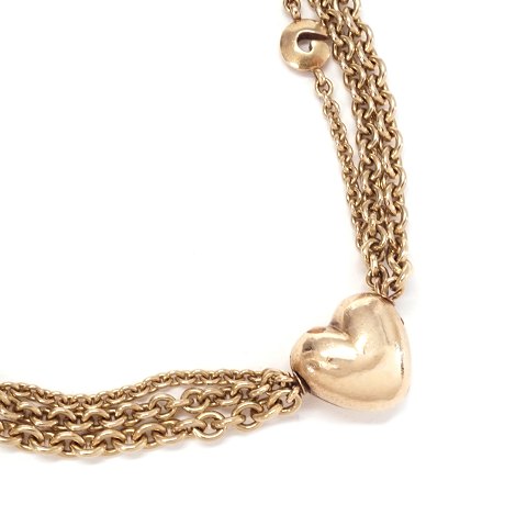 Lynggaard Copenhagen Halskette mit Herzschliesse. 
Beide 14kt Gold. Halskette L: 40cm. G zusammen: 
27,8gr
