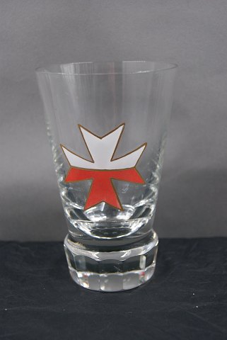 Dänische Freimaurer Gläser, Biergläser mit Symbolen verziert auf kantigem Fuss
